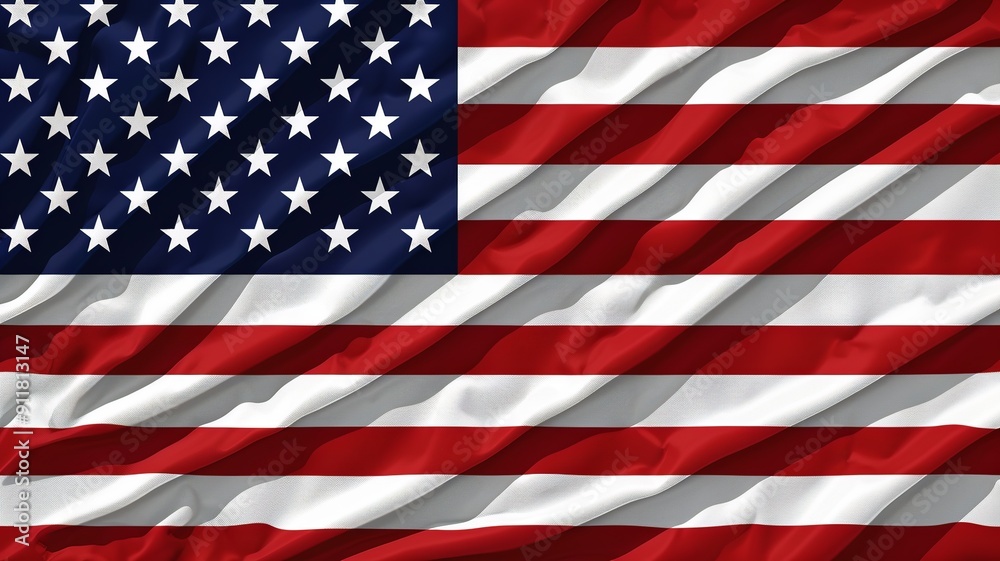 This digital illustration of the United States flag features a vibrant color palette, highlighting the contrast between the red and white stripes, the bright stars, and the deep blue field This digital illustration of the United States flag features a vibrant color palette, highlighting the contrast between the red and white stripes, the bright stars, and the deep blue field