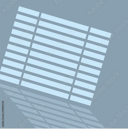 Vector illustration of sunlight streaming through window blinds casting shadows on an interior wall