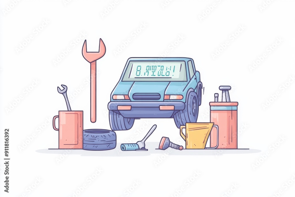 Auto mechanic service of tire maintenance, car repair illustration. Car service and repair, diagnostics. Auto service.. cartoon doodle hand drawn illustration Auto mechanic service of tire maintenance, car repair illustration. Car service and repair, diagnostics. Auto service.. cartoon doodle hand drawn illustration