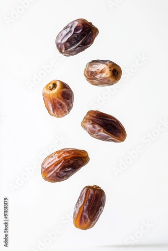 Kholas Dates fruit levitating on a white background photo