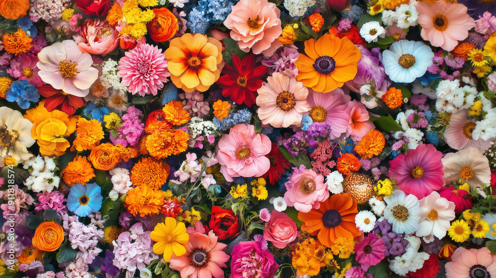 Very colorful rug made by flowers Very colorful rug made by flowers