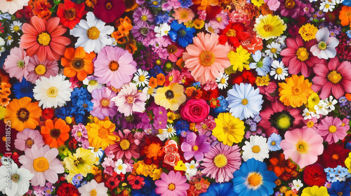 Very colorful rug made by flowers