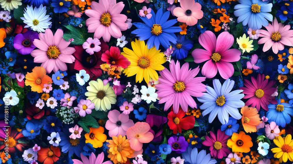 Very colorful rug made by flowers Very colorful rug made by flowers