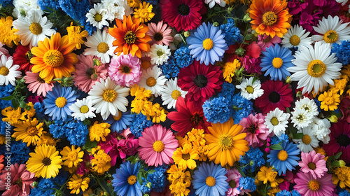 Very colorful rug made by flowers