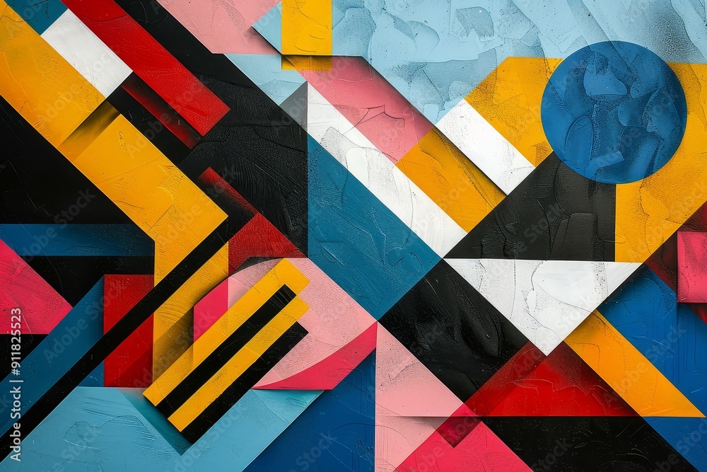 Fototapeta premium Dynamic Geometric Composition with Bright Colors and Angular Designs