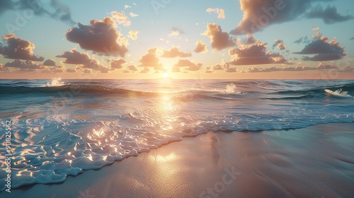 Tropical Beach at Sunset - Panoramic Image of a Beautiful Scene photo