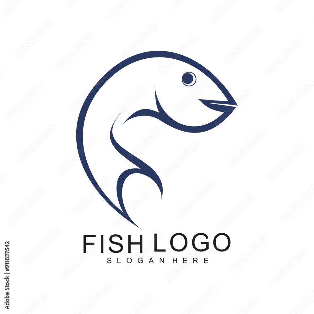 Obraz premium Fish logo design simple concept Premium Vector