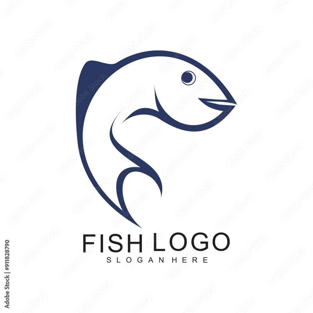 Obraz premium Fish logo design simple concept Premium Vector