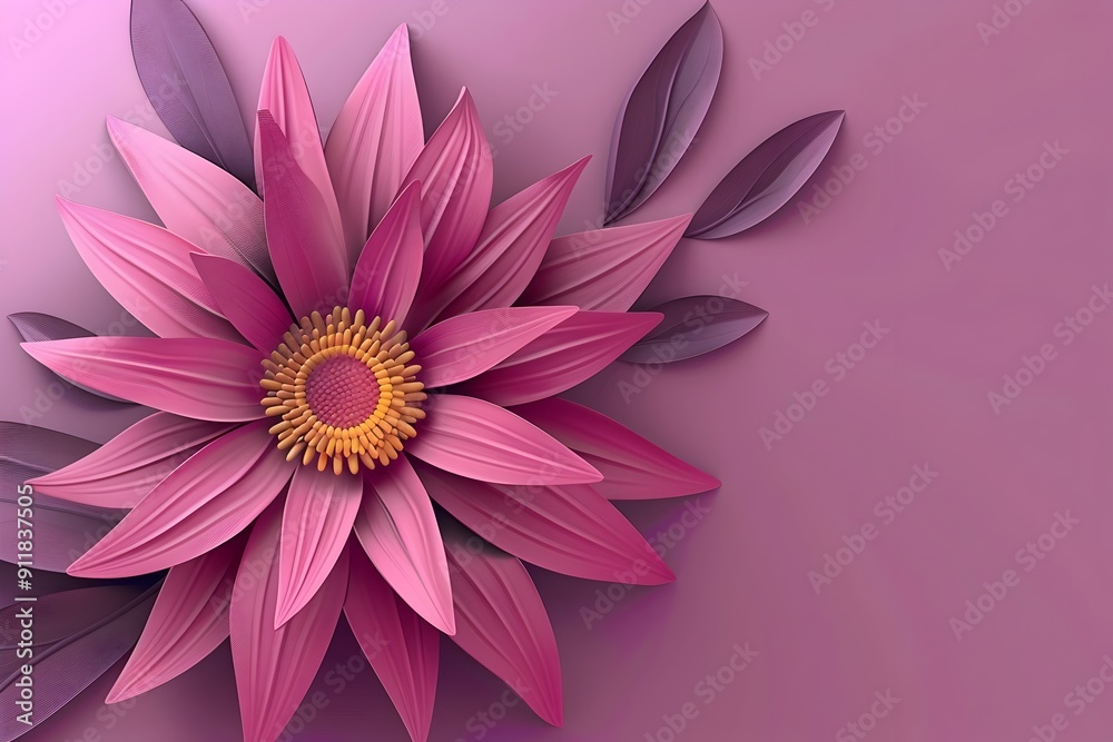 Fototapeta premium Elegant 3D Gazania Flower Logo with Clean Geometric Shapes