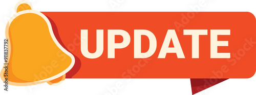Yellow bell ringing to let you know about an update on a red ribbon banner