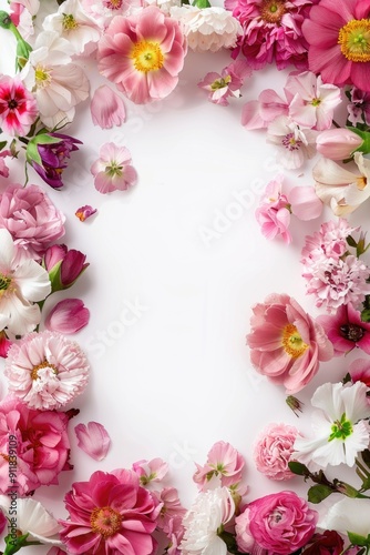 Wallpaper Mural floral blossom frame white background Torontodigital.ca