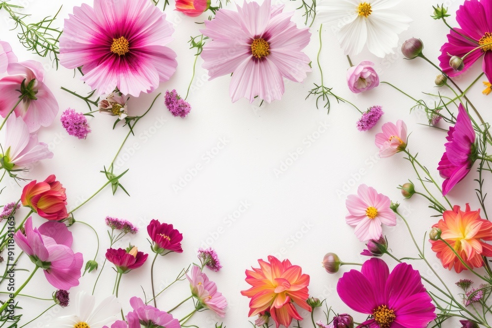 floral blossom frame white background floral blossom frame white background