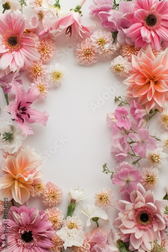 Wallpaper Mural floral blossom frame white background Torontodigital.ca
