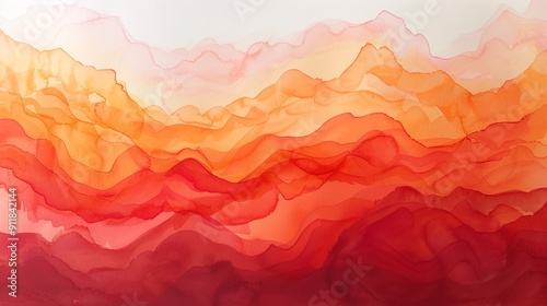 Abstract watercolor with vibrant red and orange hues photo