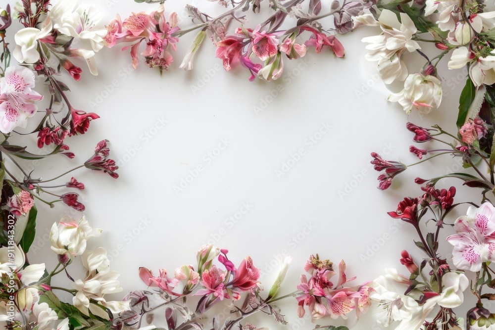 floral blossom frame white background floral blossom frame white background