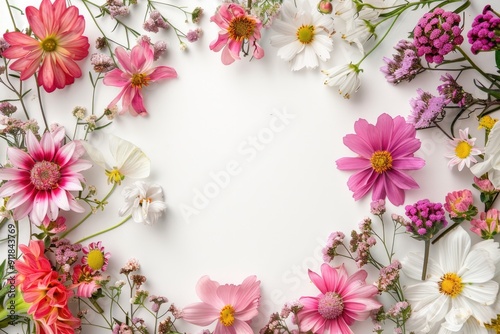 Wallpaper Mural floral blossom frame white background Torontodigital.ca
