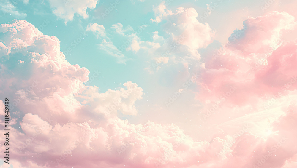 pink pastel aesthetic fluffy cloud blue sky background