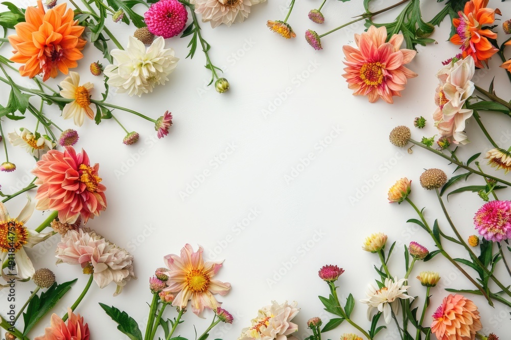 floral blossom frame white background floral blossom frame white background