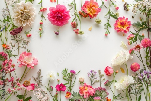 floral blossom frame white background