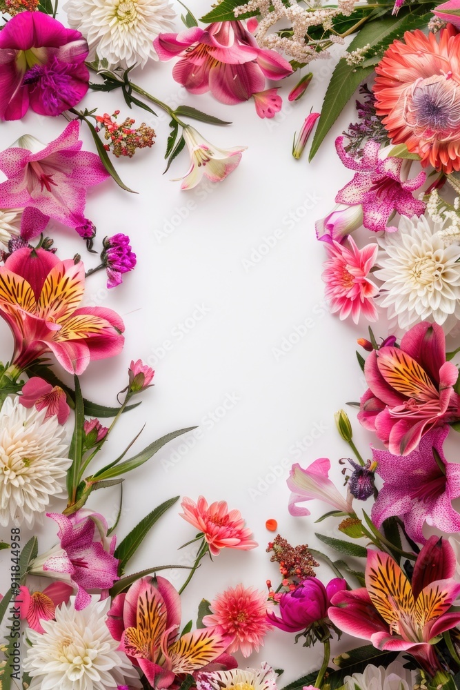 floral blossom frame white background floral blossom frame white background