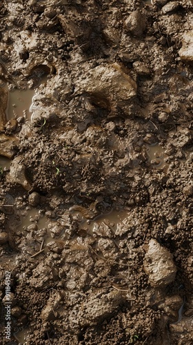 Soggy Earth. Waterlogged, saturated, and poorly drained soil, soil texture concept photo