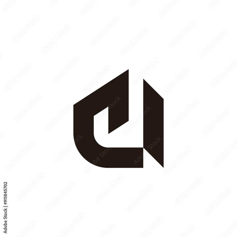 letter ci simple geometric sharp line logo vector