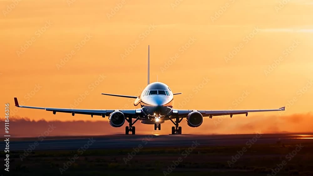 Business Jet Taking Off at Sunset Over a Scenic Landscape Generative AI Business Jet Taking Off at Sunset Over a Scenic Landscape Generative AI