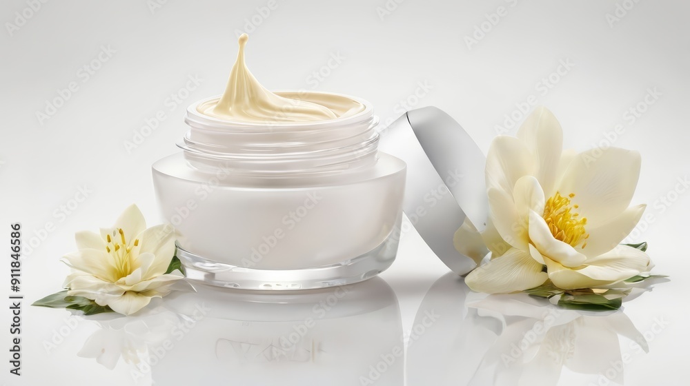 Cream Jar Next to Flower Cream Jar Next to Flower