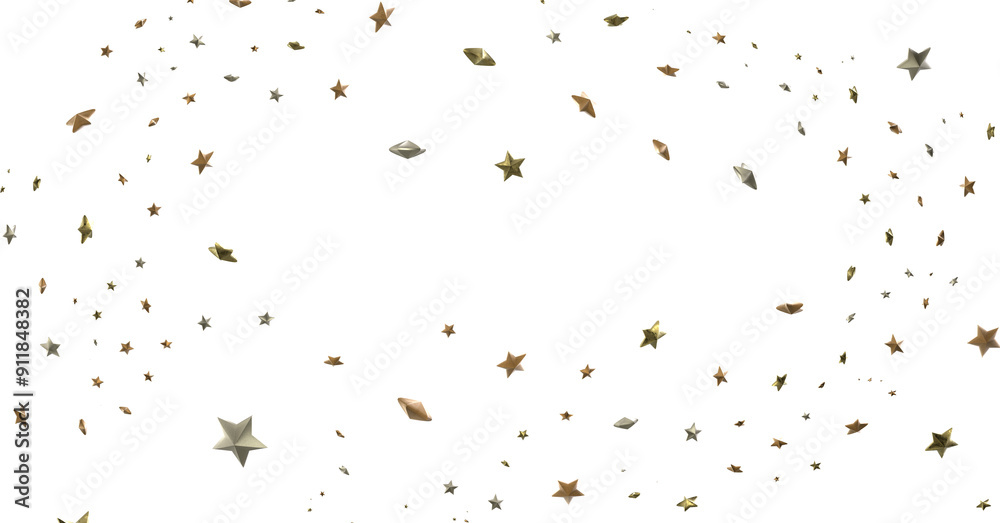 Falling Christmas Star Show: Mesmeric 3D Illustration Depicting Falling Holiday Stargazing Spectacle