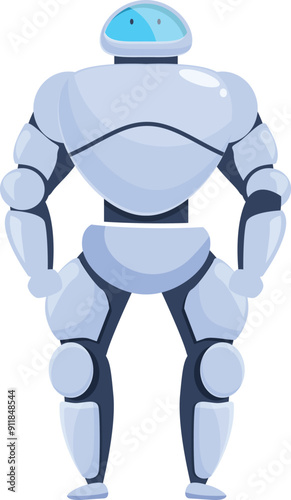 Powerful, futuristic robot is standing guard, ready to protect and serve