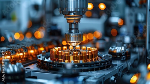 Closeup of Industrial Machinery Filling Bottles with Liquid - Photo