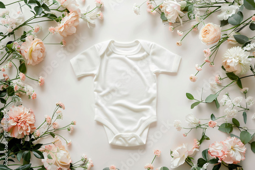 white baby onesie mockup photo