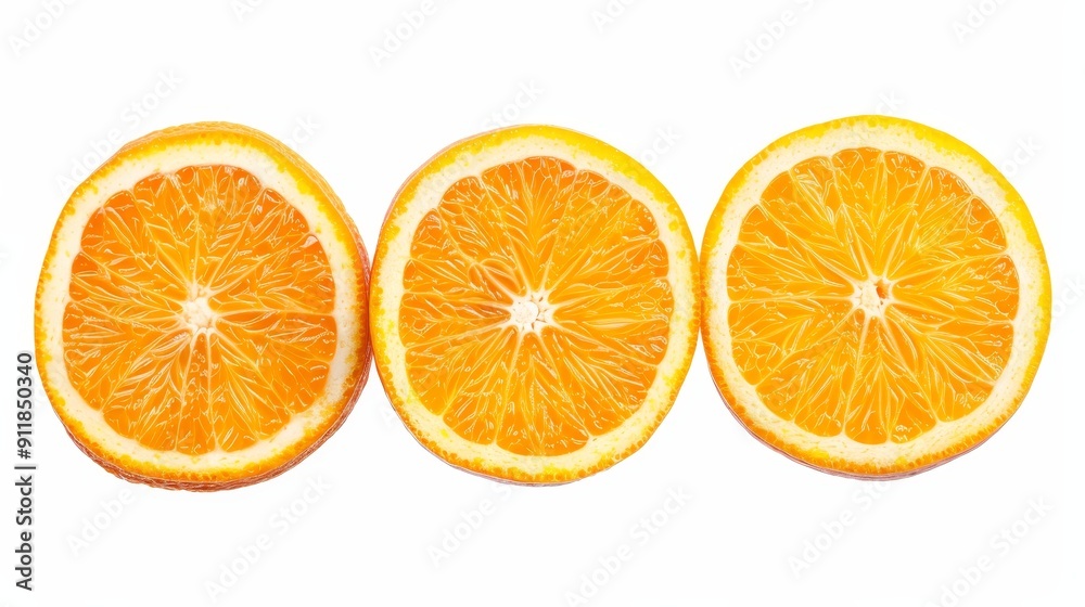 Bright orange slices of citrus fruit, showcasing the detailed segmentation and fresh juiciness. Perfectly isolated on a white background Bright orange slices of citrus fruit, showcasing the detailed segmentation and fresh juiciness. Perfectly isolated on a white background