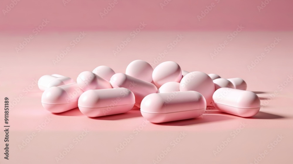 Group of Pills on Pink Surface Group of Pills on Pink Surface