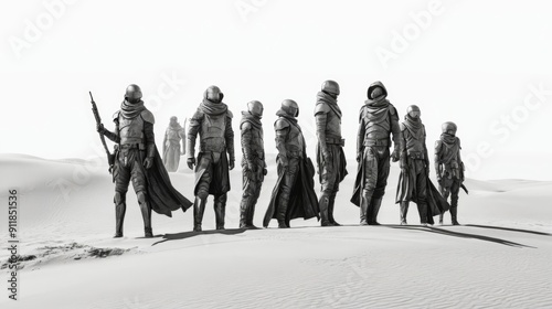 Group of People Standing on Top of a Desert