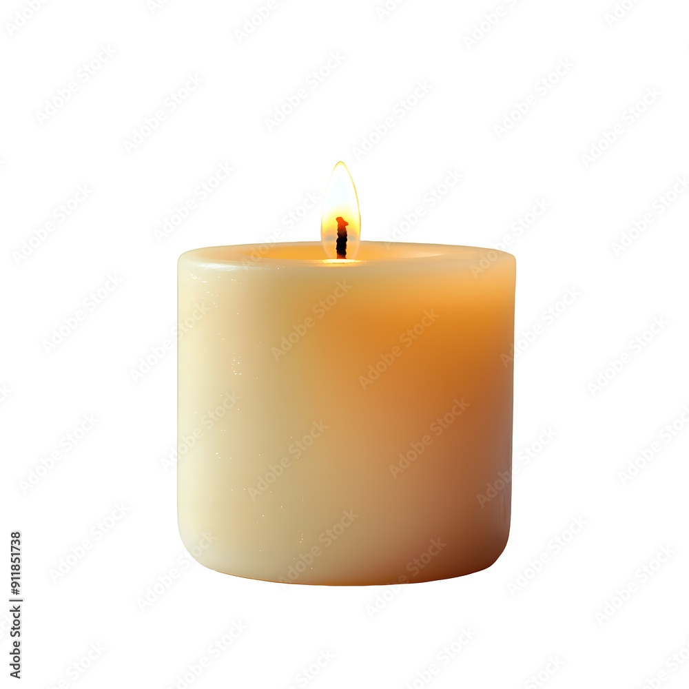 A Lit Wax Candle With No Background A Lit Wax Candle With No Background