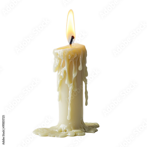 A Lit Wax Candle With No Background