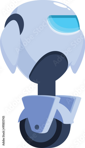 Futuristic robot balancing on one wheel using a gyroscope