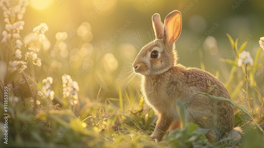 Fototapeta premium rabbit isolated on summer background