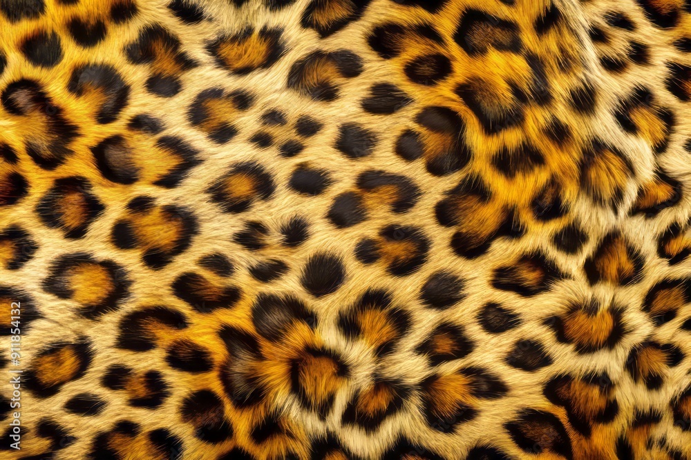 Vibrant leopard fur background texture featuring distinctive golden and dark spots on a soft, luxurious skin pattern with subtle shading and natural folds. Vibrant leopard fur background texture featuring distinctive golden and dark spots on a soft, luxurious skin pattern with subtle shading and natural folds.