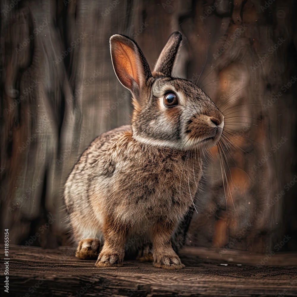 Fototapeta premium rabbit isolated on wooden background