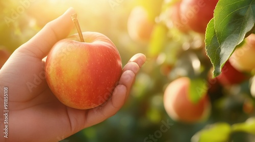 Wallpaper Mural Fresh fruits, sunlit orchard, handpicking, morning light Torontodigital.ca