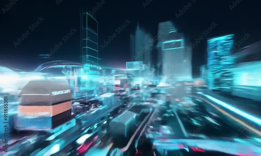 Virtual cityscape with high-speed flythrough animation