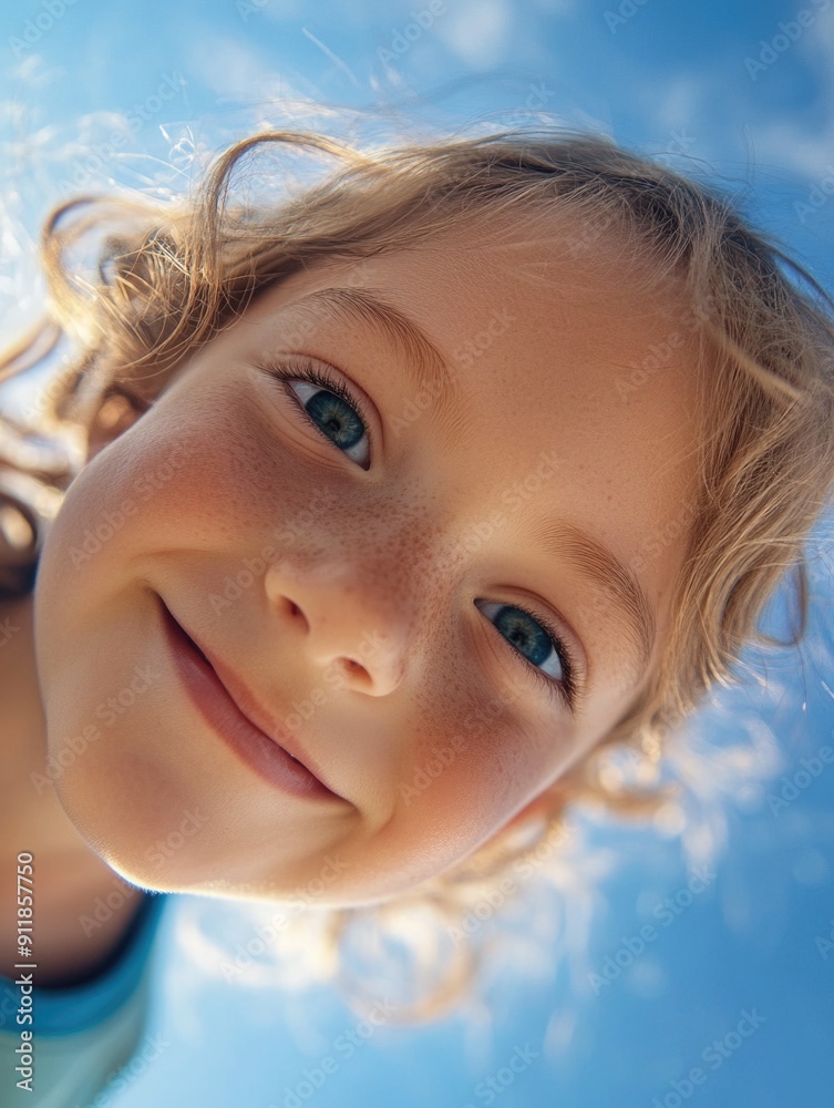 A young girl's face with distinctive freckles, ideal for use in personal projects or as a symbol of innocence A young girl's face with distinctive freckles, ideal for use in personal projects or as a symbol of innocence
