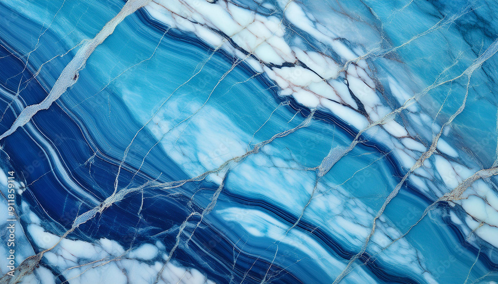 Obraz premium Bluish cyan-coloured marble texture background, colourful veins with a rough surface, quartzite Italian marble with a mineral gemstone pattern, ceramic digital tiles designed for modern interior