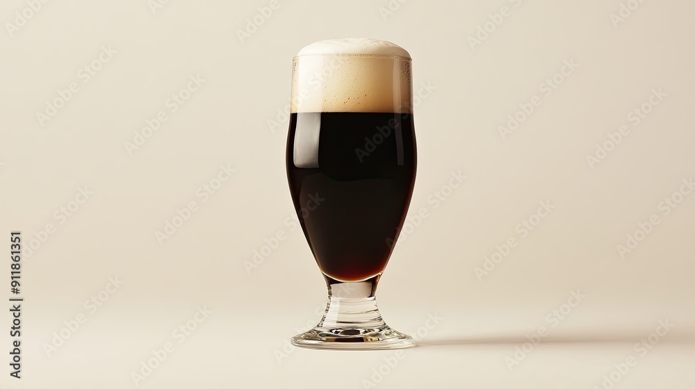 A glass of rich, dark stout beer with a creamy head, set against a plain background. A glass of rich, dark stout beer with a creamy head, set against a plain background.