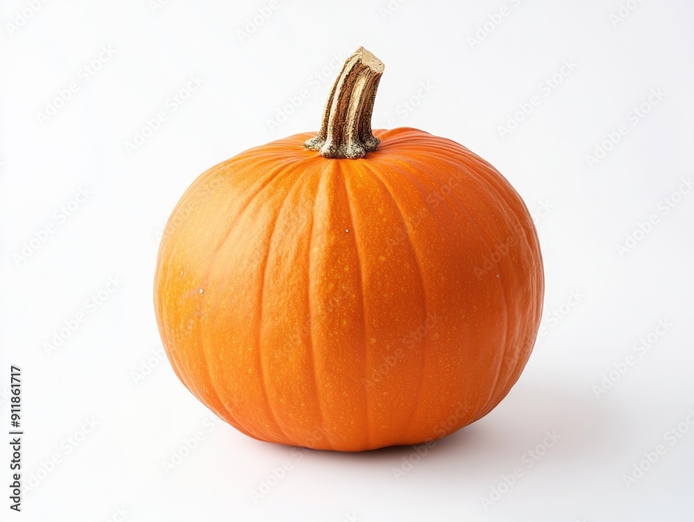 A small orange pumpkin on a white surface A small orange pumpkin on a white surface