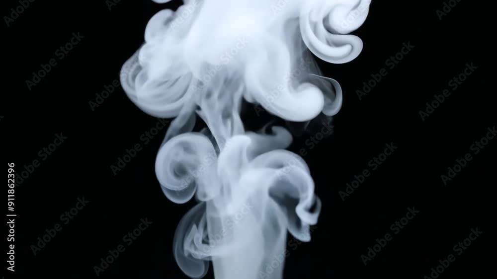 Delicate White Smoke Rising Against Black Background Generative AI