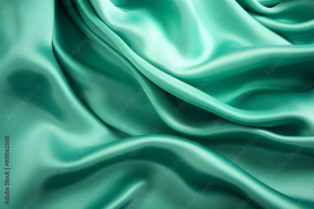 Fototapeta premium Processed collage of emerald green silk surface texture. Background for banner, backdrop