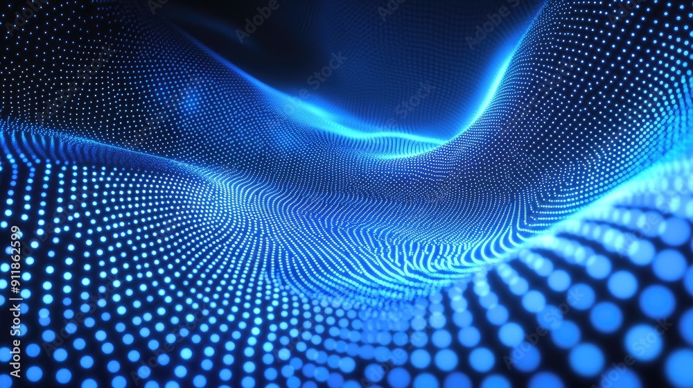 Abstract light dots in blue circle wave pattern, creating a captivating LED background. Abstract light dots in blue circle wave pattern, creating a captivating LED background.